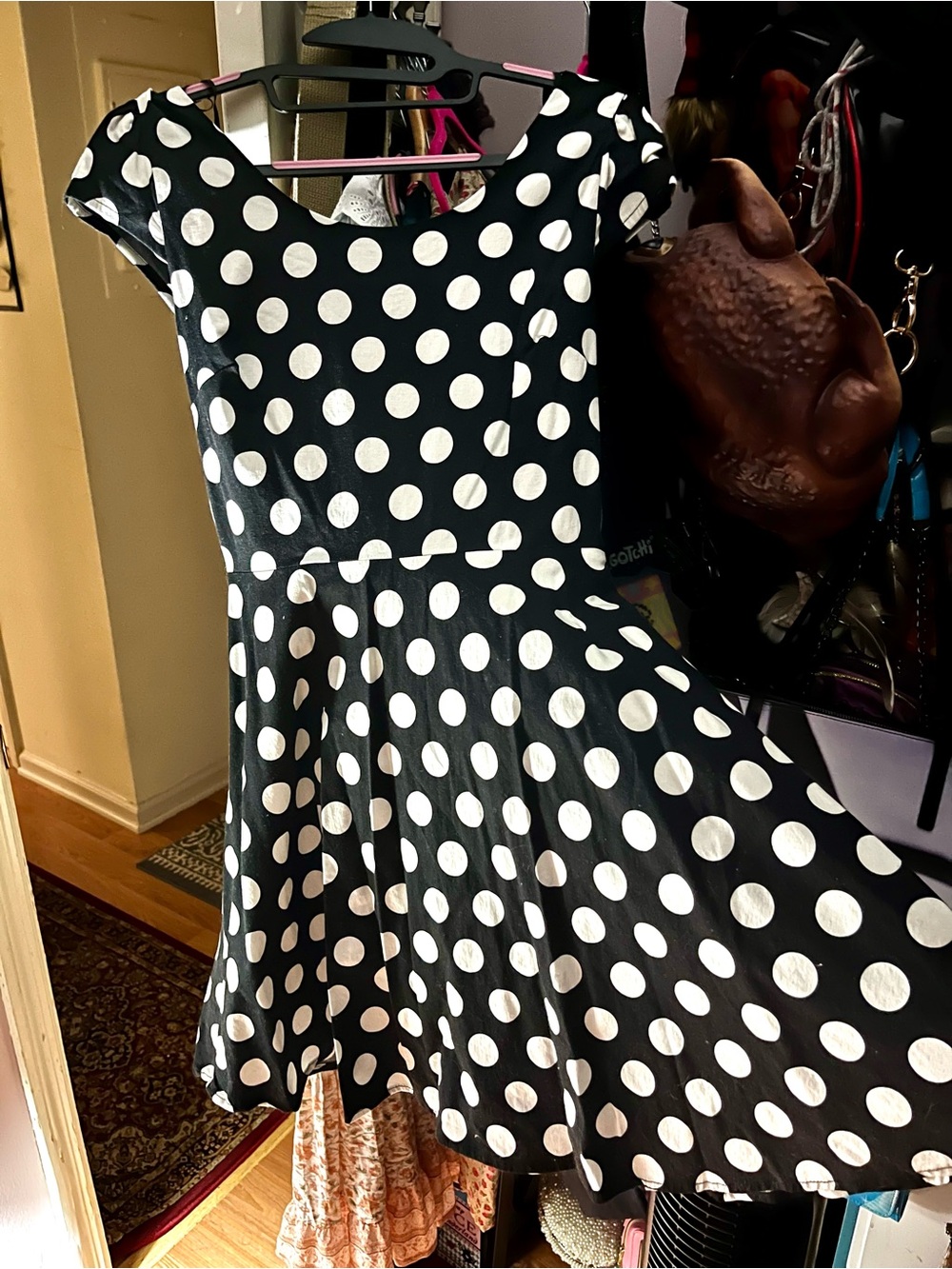 Forever 21 Black and White Polka Dot Midi Dress